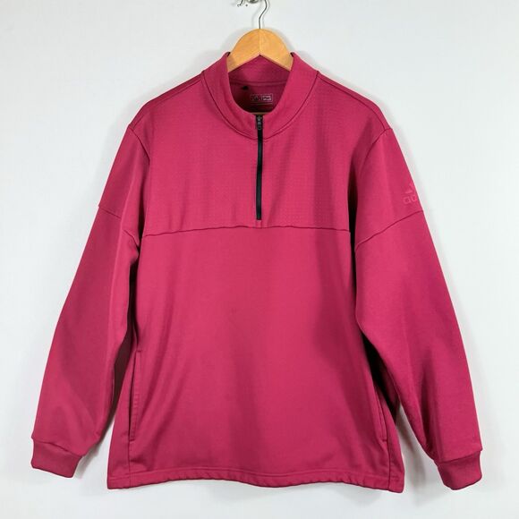 Adidas Climawarm Raspberry Pink Fleece Line Sweatshirt Shirt Top Women's Sz XL - Picture 1 of 8